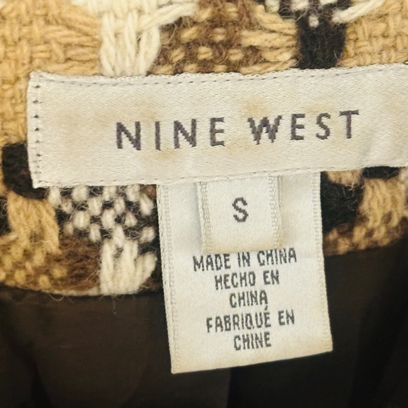 NINE West Vintage Brown Wool Houndstooth Luxury Coat SZ small - Picture 11 of 15